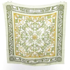 カレ90 古き良きアメリカ EARLY AMERICA スカーフ シルク グリーン系