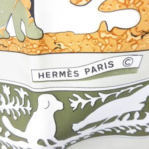 HERMES カレ90 古き良きアメリカ EARLY AMERICA スカーフ シルク グリーン系