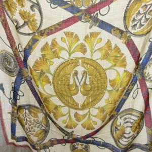 カレ140 スカーフ カシミヤ シルク ブラウン