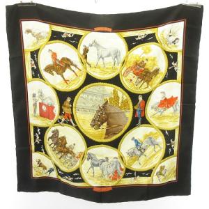 カレ90 Auteuil en Mai オートゥイユの5月 スカーフ シルク 黒