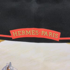 HERMES カレ90 Auteuil en Mai オートゥイユの5月 スカーフ シルク 黒