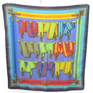 カレ90 J METZ Les J METZ スカーフ サスペンダー柄 シルク マルチカラー