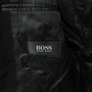 HUGO BOSS 美品 テーラードジャケット ウール ブレザー 総裏地 ビジネス 46 約L 黒 EC