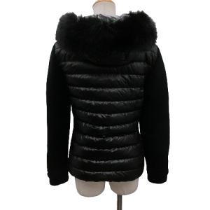 WOOLRICH PADDED HOODIE フォックスファー ダウンジャケット  ブルゾン ニット切替 XS ブラック