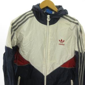 adidas Originals 美品 ブルゾン ジャージ ジップパーカー ロゴプリント ネイビー 紺 ホワイト 白 レッド 赤 M 88387