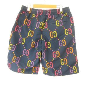 GUCCI 703548 JUMBO GG NYLON SHORTS ハーフパンツ ウエストゴム 52 ネイビー