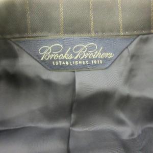 Brooks Brothers 美品 テーラードジャケット ブレザー ウール ストライプ 総裏地 サイドベンツ 12 約M ブラック 黒 3B GY31
