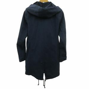 junhashimoto コート ロング丈 フード付 ジャケット ブルゾン コットン 2 約M 紺 ネイビー