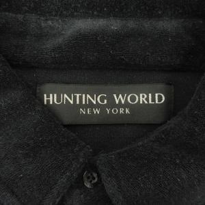 HUNTING WORLD パイル地 ポロシャツ カットソー 黒 ブラック L GY31