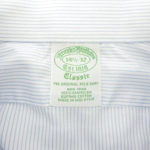 Brooks Brothers ボタンダウンシャツ ストライプ 長袖 白 青 ホワイト ブルー 14 1