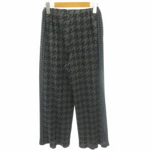 PLEATS PLEASE ISSEY MIYAKE 美品 15AW ハウンドトゥースプリーツパンツ ワイドパンツ 千鳥格子 PP53-JF624 灰 黒 グレー ブラック 2