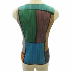 PLEATS PLEASE ISSEY MIYAKE 美品 16SS カラータワー COLOR TOWER ノースリーブカットソー ストレッチ マルチカラー 03 約L 0227