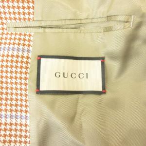 GUCCI テーラードジャケット ブレザー 千鳥格子 694184 ブラウン系 46