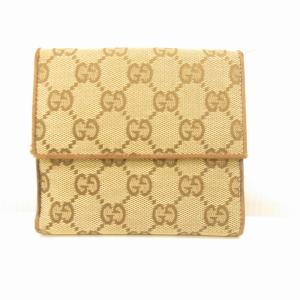 GUCCI GG柄 二つ折り財布 ウォレット 小銭入れ付き 茶 ブラウン