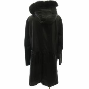 BALMAIN 大きいサイズ レザーコート ジャケット ラビット フォックス ファー ラムレザー 黒 ブラック 15 約XL 0330 GY09