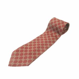 美品 ネクタイ レギュラータイ GG柄 シルク100％ 赤 レッド  GY09