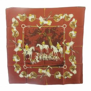 美品 カレ90 セビリアの休日 feria de sevilla スカーフ ストール シルク 赤系 レッド系 STK