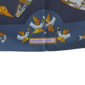 HERMES カレ90 ヴィンテージ《KARiN SWILDENS》鳥 魚 柄 カレ90 ヴィンテージ KARiN SWILDENS スカーフ ストール ショール 魚