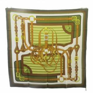 美品 カレ90 COACHING コーチング スカーフ ストール シルク ベルトモチーフ マルチカラー STK