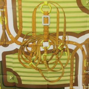 HERMES 美品 カレ90 COACHING コーチング スカーフ ストール シルク ベルトモチーフ マルチカラー STK