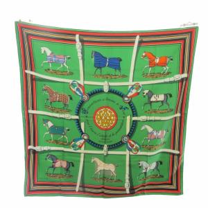 ヴィンテージ スカーフ ストール カレ90 editees par シルク グリーン 緑 STK