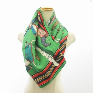 HERMES ヴィンテージ スカーフ ストール カレ90 editees par シルク グリーン 緑 STK