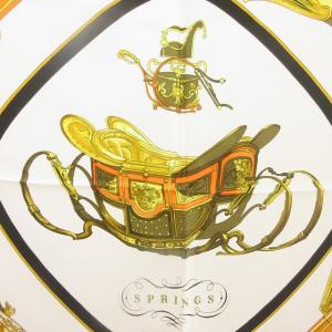 HERMES カレ90 SPRINGS スプリングス ヴィンテージ シルク スカーフ ストール ショール 総柄 オレンジ STK