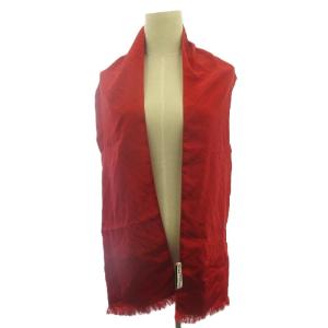 シルク ストール スカーフ ショール ロゴ刺? 総柄 赤 レッド IBO52