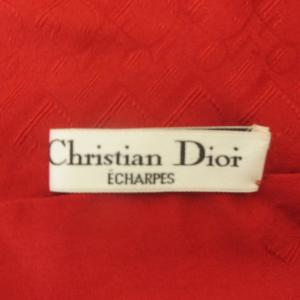 Christian Dior シルク ストール スカーフ ショール ロゴ刺? 総柄 赤 レッド IBO52