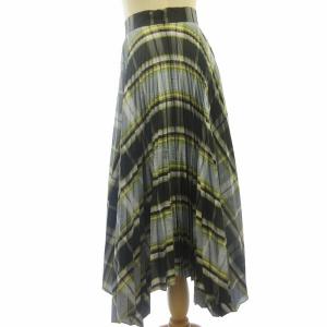 TORY BURCH シルク プリーツ スカート チェック 青系 ブルー系 0 約XS GY31