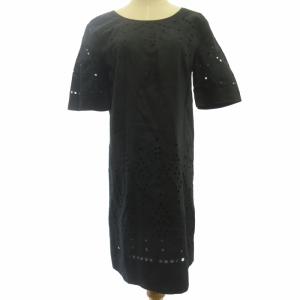 美品 近年モデル リネンワンピース 刺繍 ロング 黒 サイズ2 約M GY31
