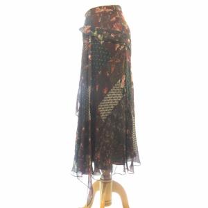 POLO RALPH LAUREN 美品 近年 シアー スカート シルク100％ 花柄 ボルドー 0 約S GY31