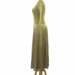 POLO RALPH LAUREN 美品 近年 ニット ワンピース プリーツスカート ロング丈 カーキ 2 約M GY31