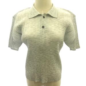 ヴィンテージ ポロシャツ プルオーバー プリーツ加工 メランジ転写プリント グレー PP86-JK765 3 約L 90