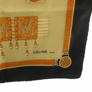 CELINE スカーフ ストール 総柄 黒 ブラック ベージュ