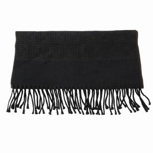 FENDI タグ付き マフラー ストール スカーフ ウール ズッカ柄 黒 ブラック 茶 ブラウン