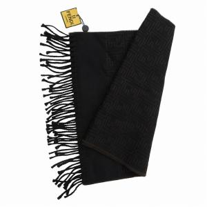 FENDI タグ付き マフラー ストール スカーフ ウール ズッカ柄 黒 ブラック 茶 ブラウン