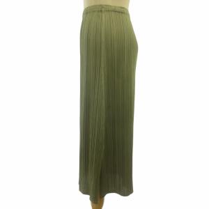 PLEATS PLEASE ISSEY MIYAKE 美品 PP31-JG505 スカート ストレッチ有 ロング フレア グリーン 緑 2 約M