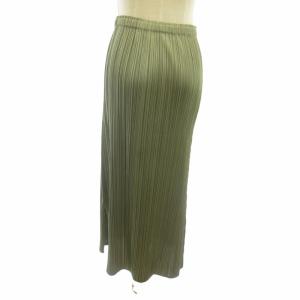 PLEATS PLEASE ISSEY MIYAKE 美品 PP31-JG505 スカート ストレッチ有 ロング フレア グリーン 緑 2 約M