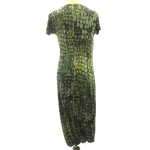 Max Mara 白タグ ワンピース ロング 半袖 総柄 緑 グリーン 42 約M DC6