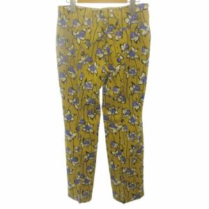 miumiu パンツ スラックス ストレート 花柄 総柄 黄 イエロー 44 約XL相当  AA