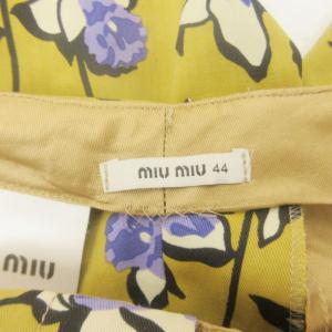 miumiu パンツ スラックス ストレート 花柄 総柄 黄 イエロー 44 約XL相当  AA