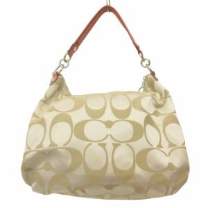 COACH ポピー シグネチャー ハンドバッグ ショルダーバッグ 2way ナイロンキャンバス ベージュ F18350