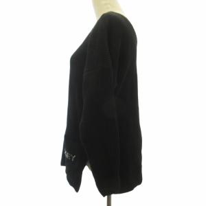 FOXEY BOUTIQUE ニット セーター ビジューロゴ装飾 黒 ブラック 38 約M GY31