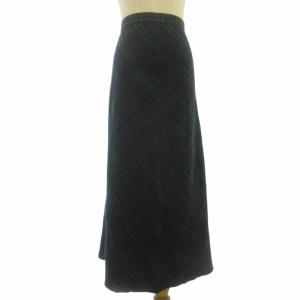 90s ヴィンテージ ウール ロングスカート タータンチェック 緑 グリーン S