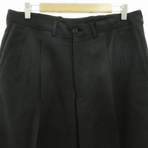 EMPORIO ARMANI スラックス ウール ジップフライ ストライプ イタリア製 50 L 黒 ブラック