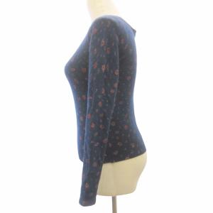 Ron Herman ニット セーター カシミヤ100%  花柄 長袖 紺 ネイビー XS STK