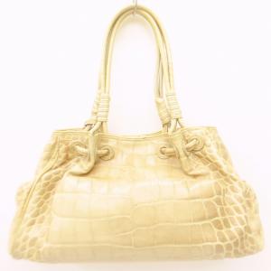 GIORGIO ARMANI 型押し ハンドバッグ レザートートバッグ 肩掛け ベージュ STK