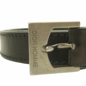 ナロー ベルト ロゴ刻印 レザー 皮革 黒 ブラック 80 15-BM-0065