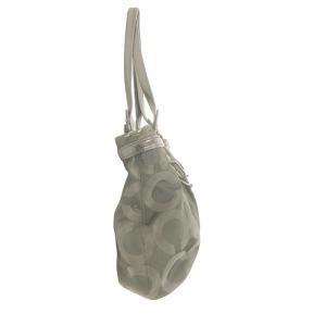 COACH オプアート ハンドバッグ トートバッグ ロゴチャーム付 レザー 黒 ブラック